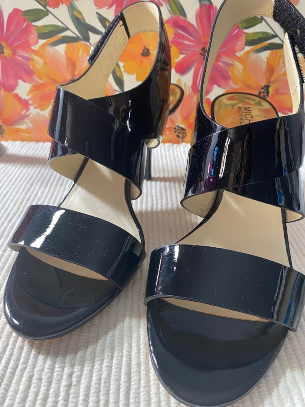 Michael Kors “Joselle” Black Patent Leather Crisscross Heels